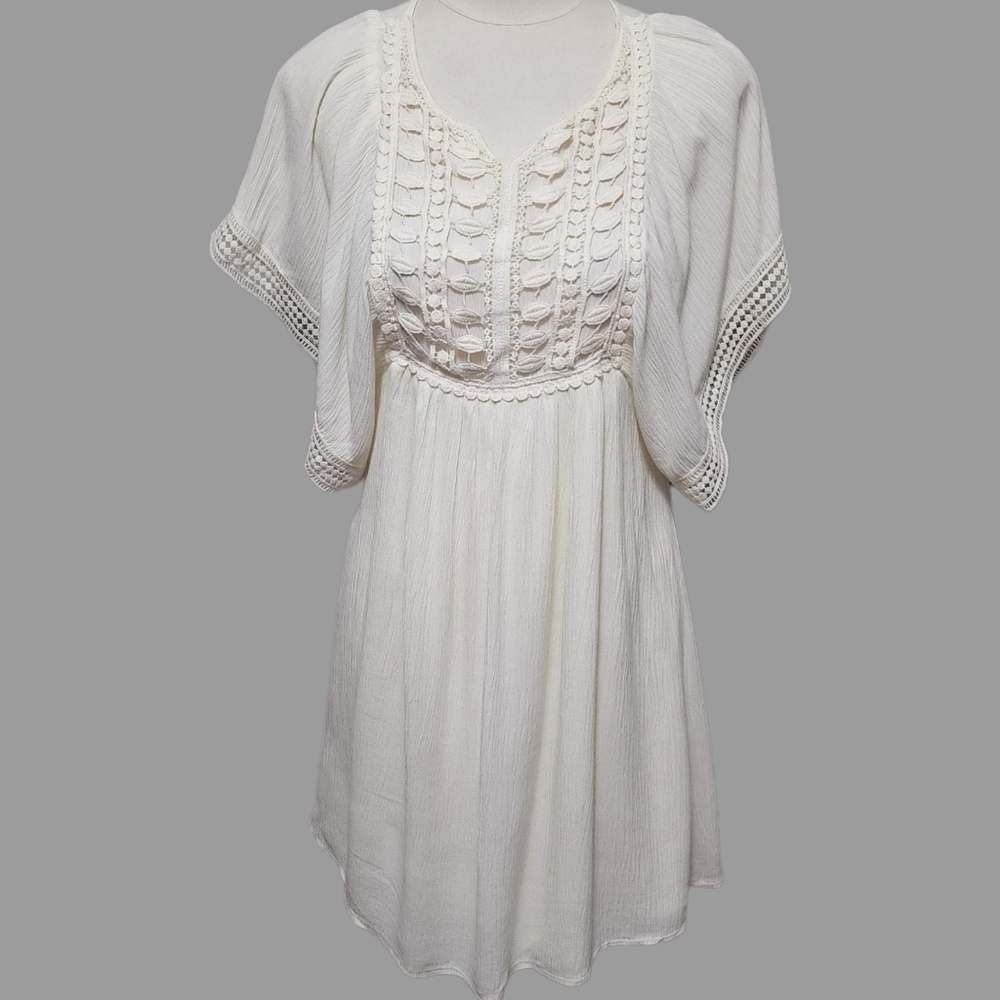 Ya Los Angeles ivory gauze flutter sleeve dress size small
